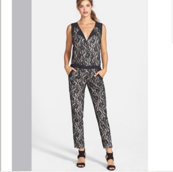NWT Jessica Simpson Black Lace Ana Jumpsuit S - Picture 1 of 4